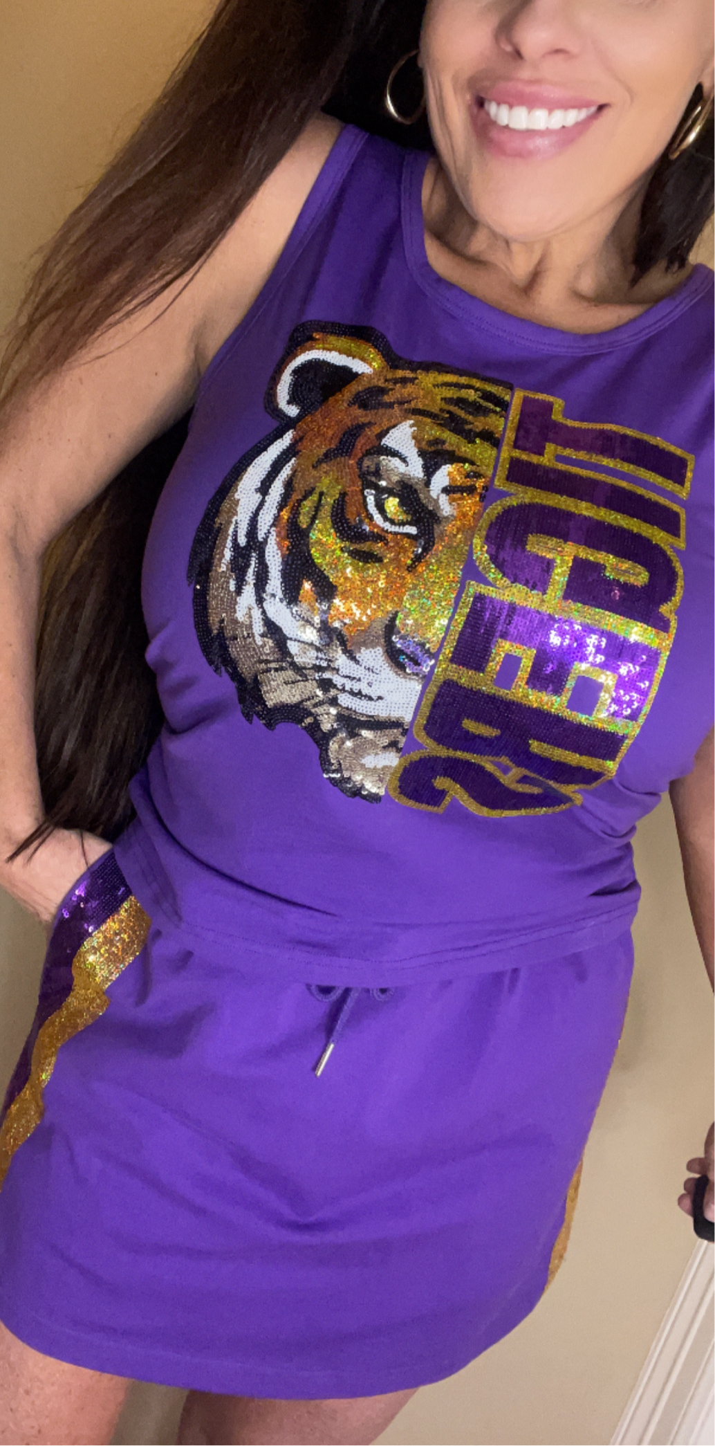 Sequin Tiger Head Purple Tank-EXCLUSIVE JA DESIGN