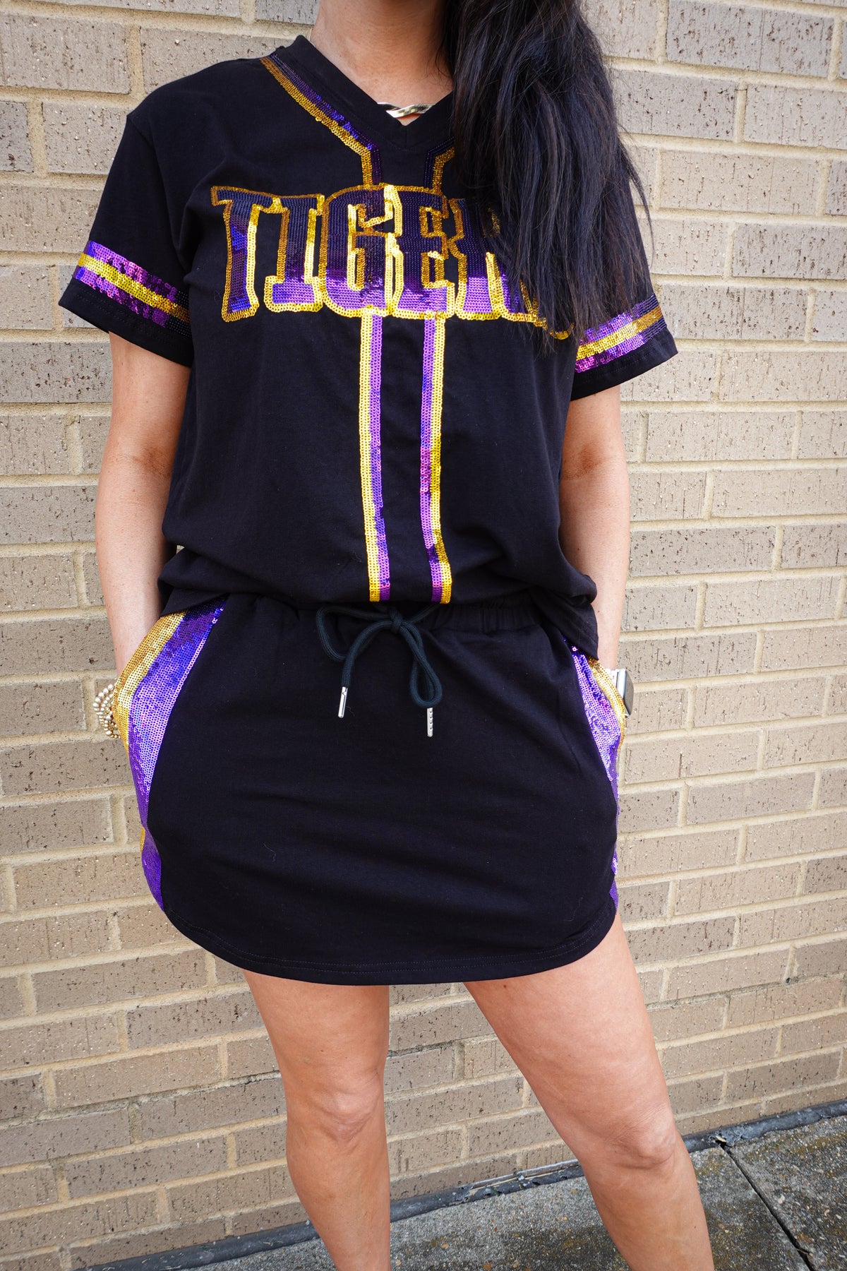 Sequin Skort Purple and Gold-EXCLUSIVE JA DESIGN