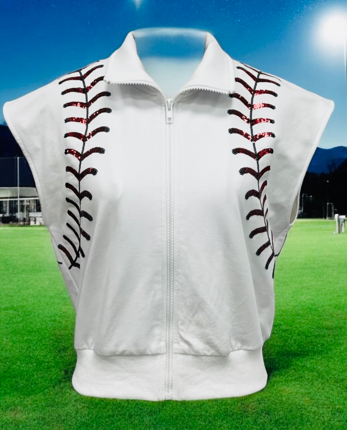 Sequin Baseball Stitch Top-EXCLUSIVE JA DESIGN