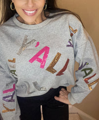 Y'ALL Sequin Embroidery Southern Sweatshirt