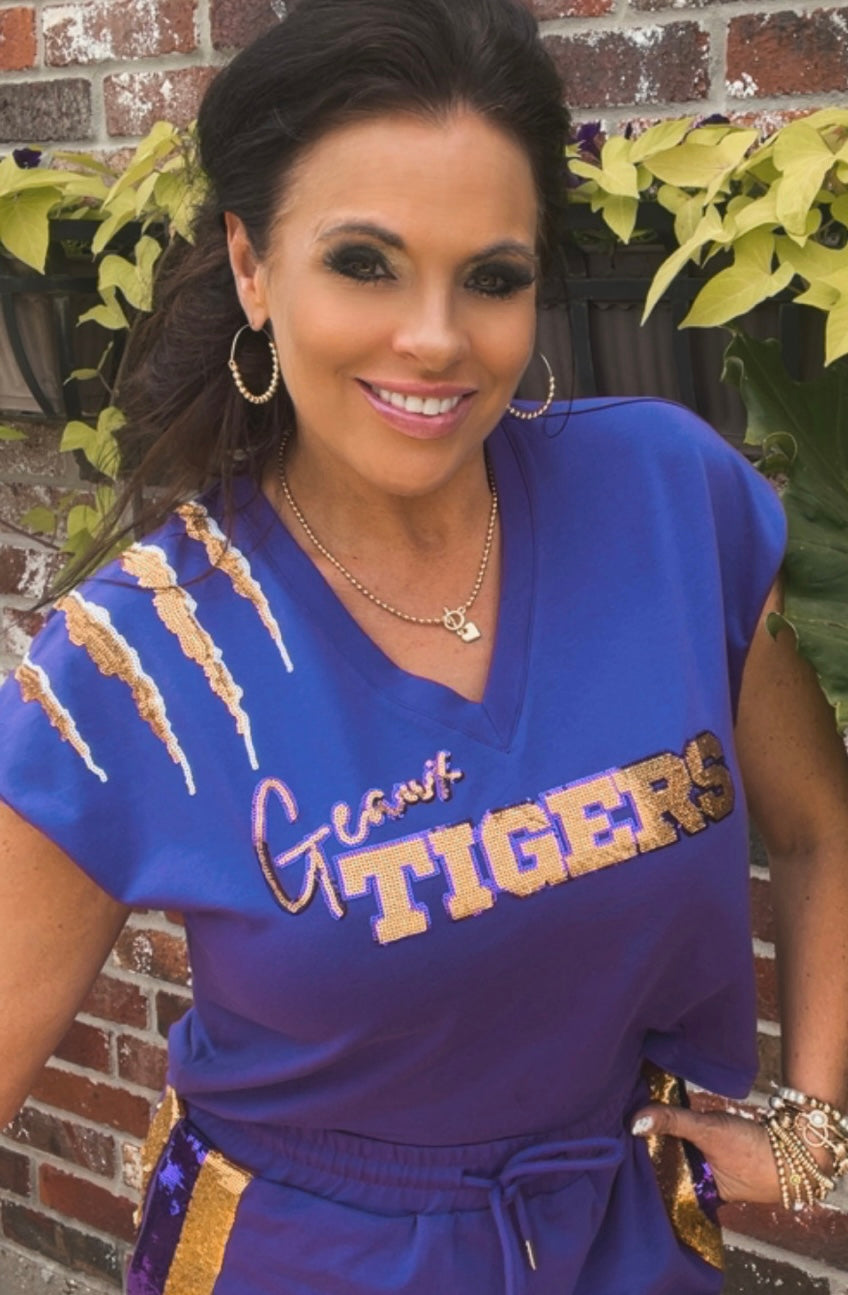 Sequin GEAUX Tigers T-Shirt