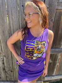 Sequin Tiger Head Purple Tank-EXCLUSIVE JA DESIGN