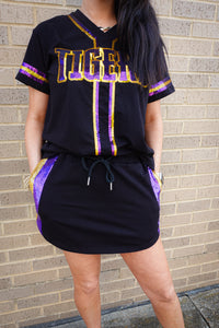 Sequin Skort Black Purple and Gold