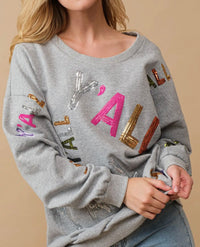 Y'ALL Sequin Embroidery Southern Sweatshirt