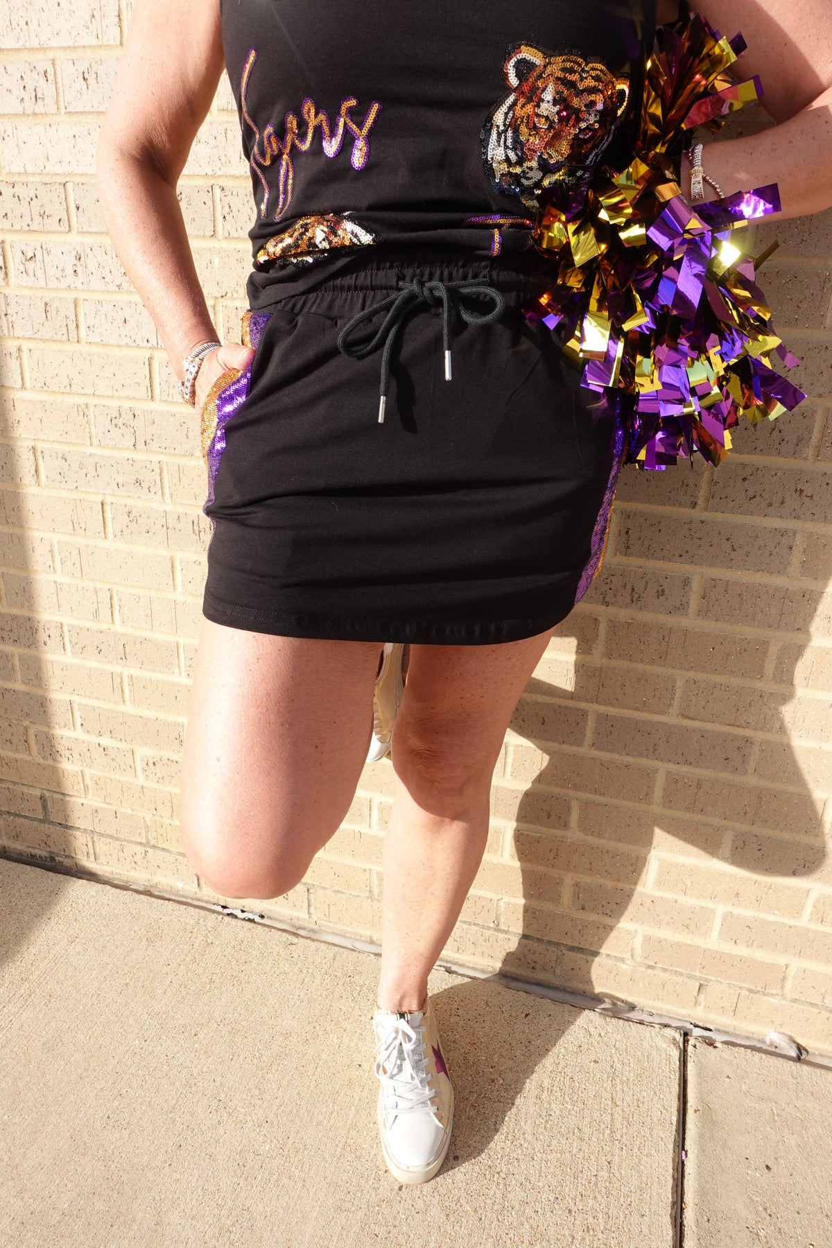 Sequin Skort Black Purple and Gold